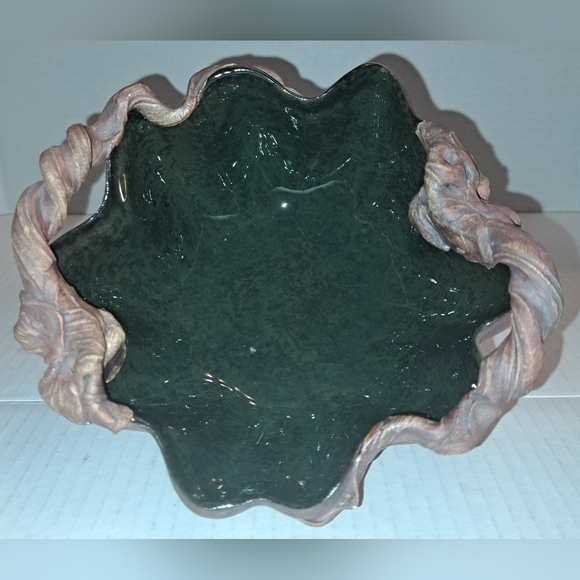 Terrafirma Ellen Evans Bowl Large Leaves & Handles 1996 Signed - Picture 7 of 12